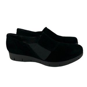 Clark's Artisan Black Velvet Womens Casual Wear Slip On Comfort Shoes Size 12M